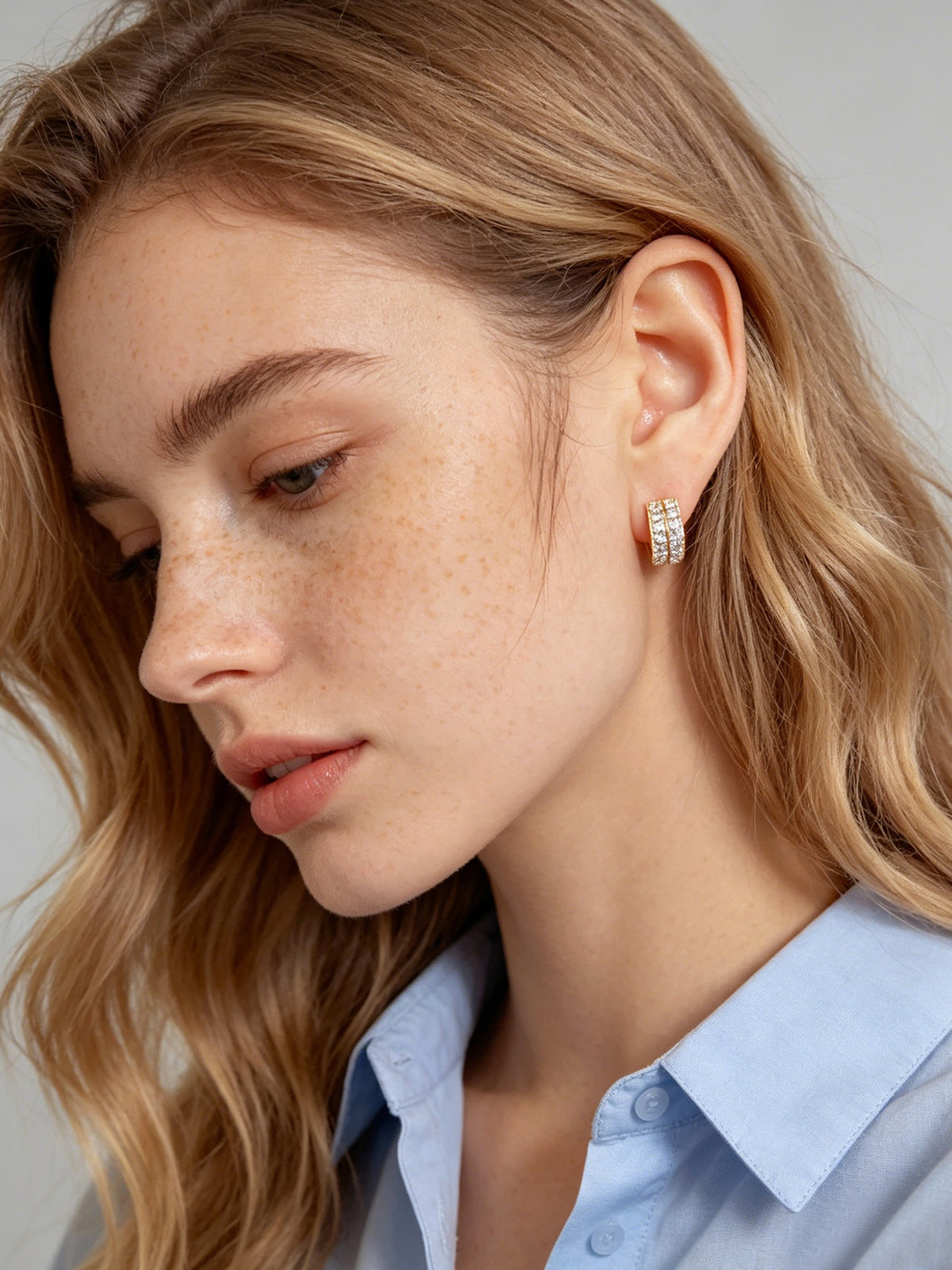 Double Row Pave Crystal Mini Hoop Earrings