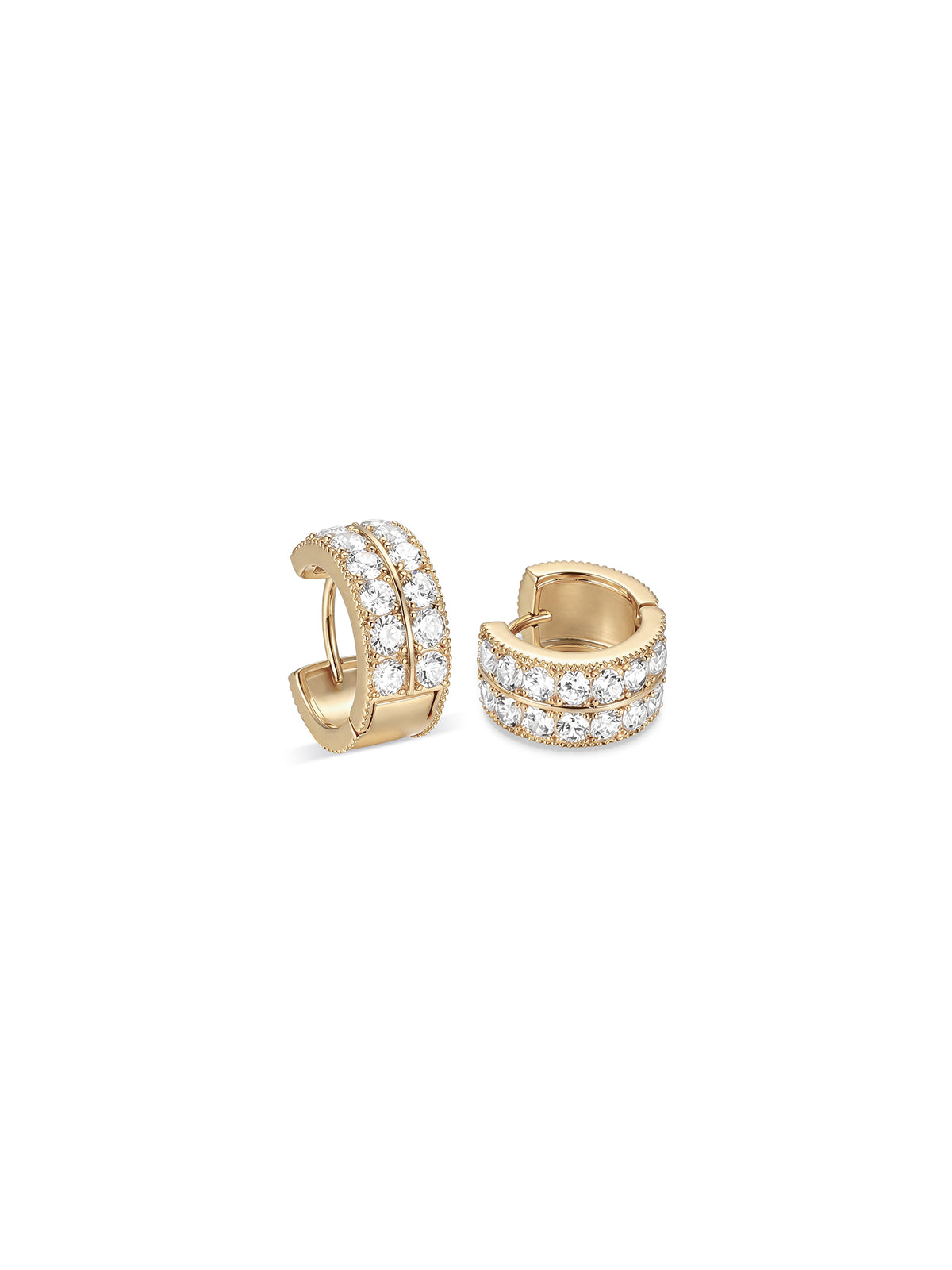 Double Row Pave Crystal Mini Hoop Earrings
