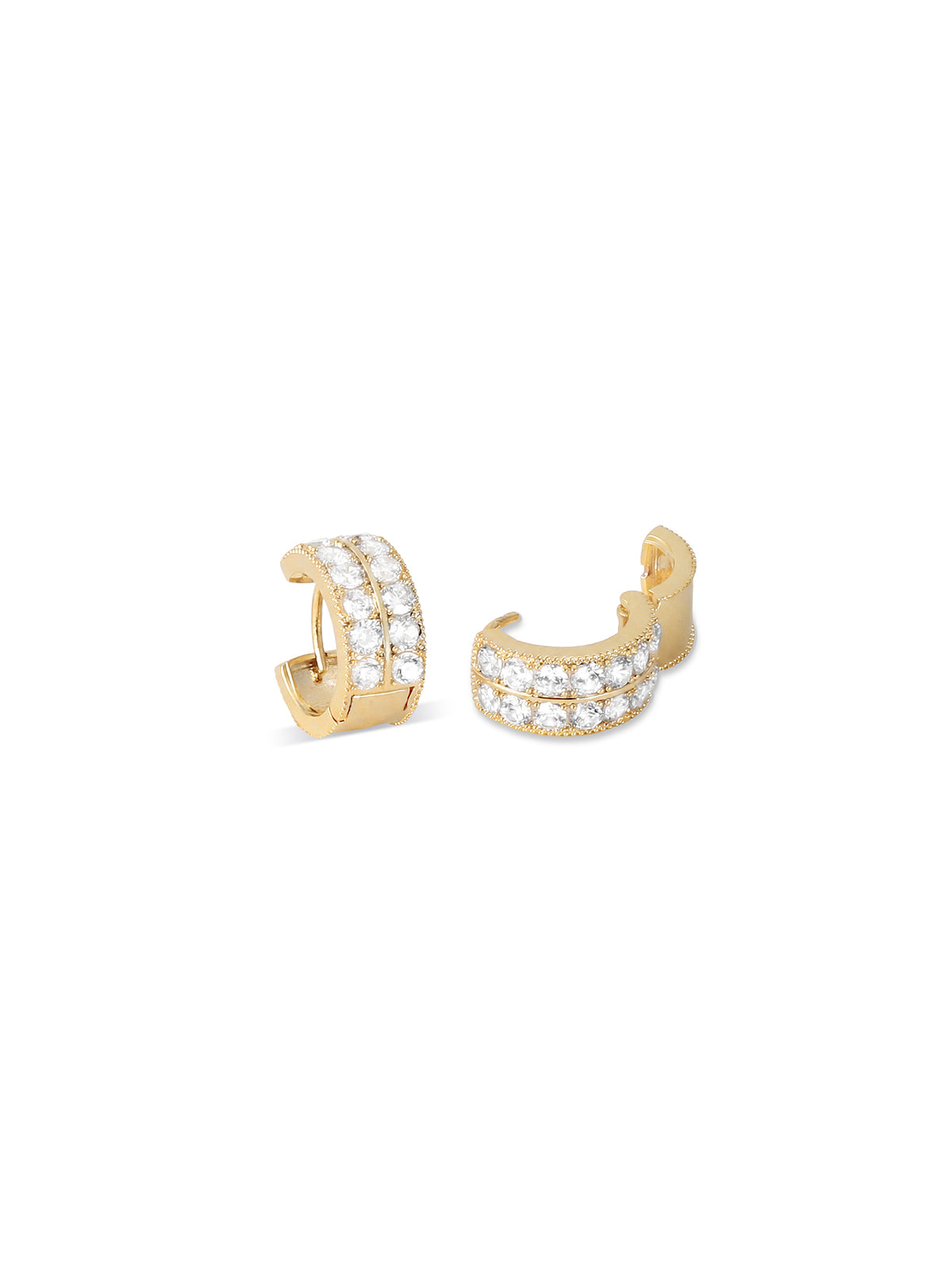 Double Row Pave Crystal Mini Hoop Earrings