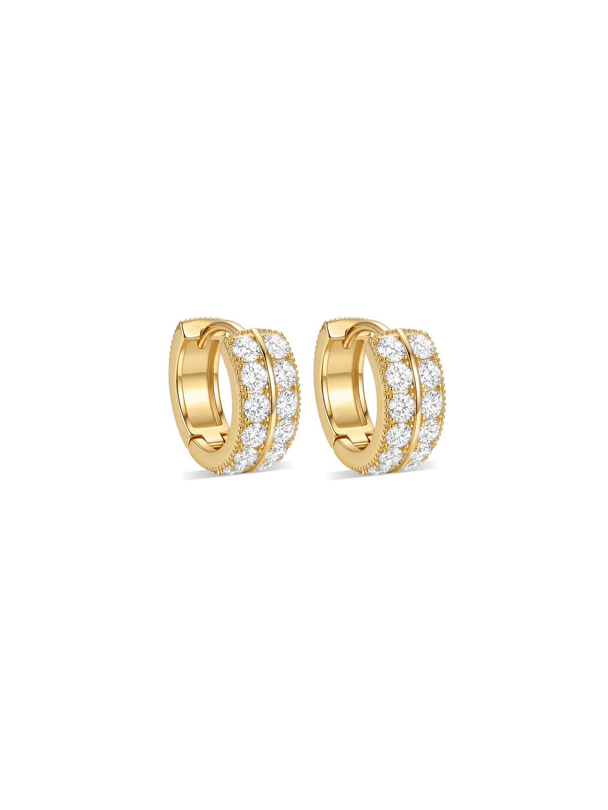 Double Row Pave Crystal Mini Hoop Earrings