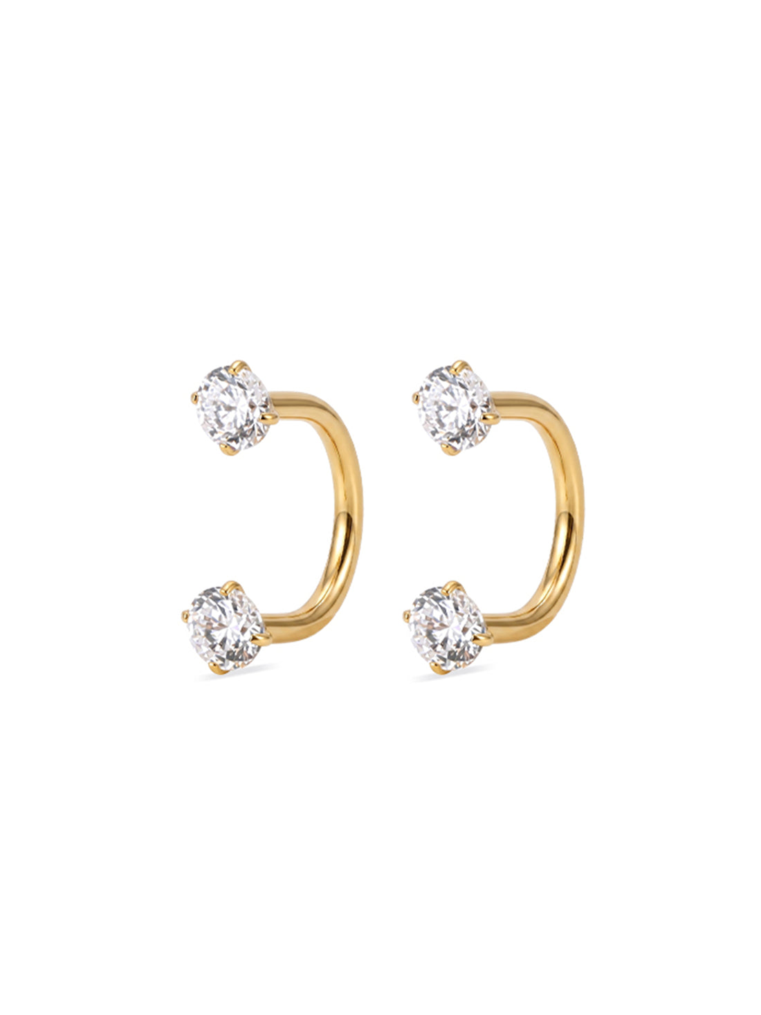 Dual Crystal C-Hoop Stud Earrings – Image 5