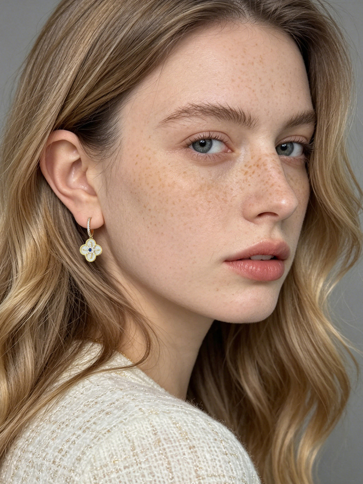 Floral Star Charm Drop Earrings