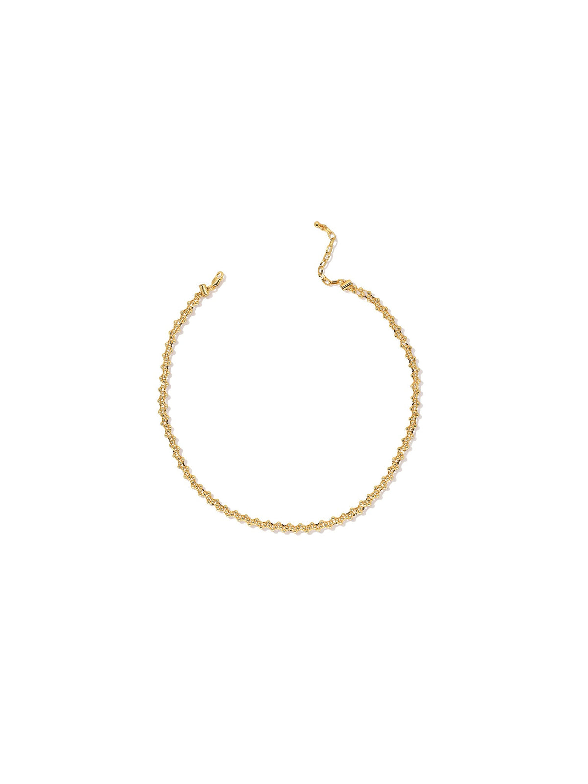 Golden Beaded Choker Necklace in gold, on a white background, full view