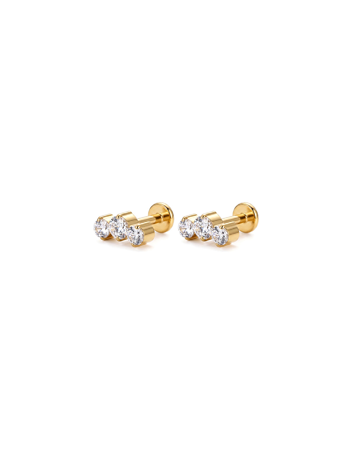 Gradual Triple Crystal Stud Earrings