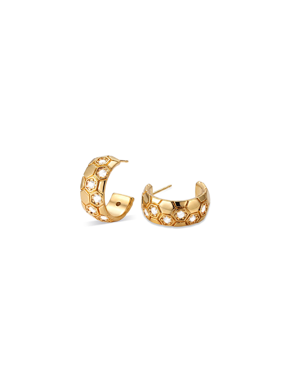 Honeycomb Pave C-Hoop Earrings