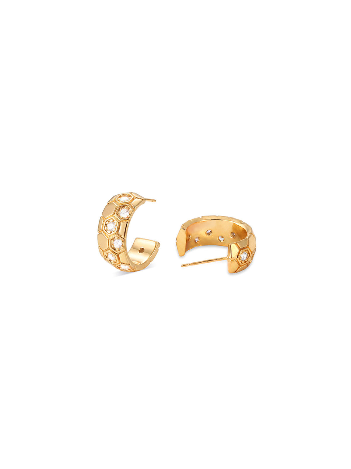 Honeycomb Pave C-Hoop Earrings