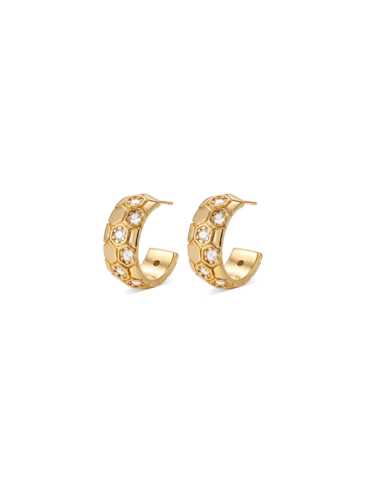 Honeycomb Pave C-Hoop Earrings