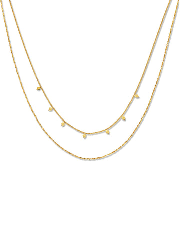 Layered Geo Pendant Necklace in gold, on a white background, front view