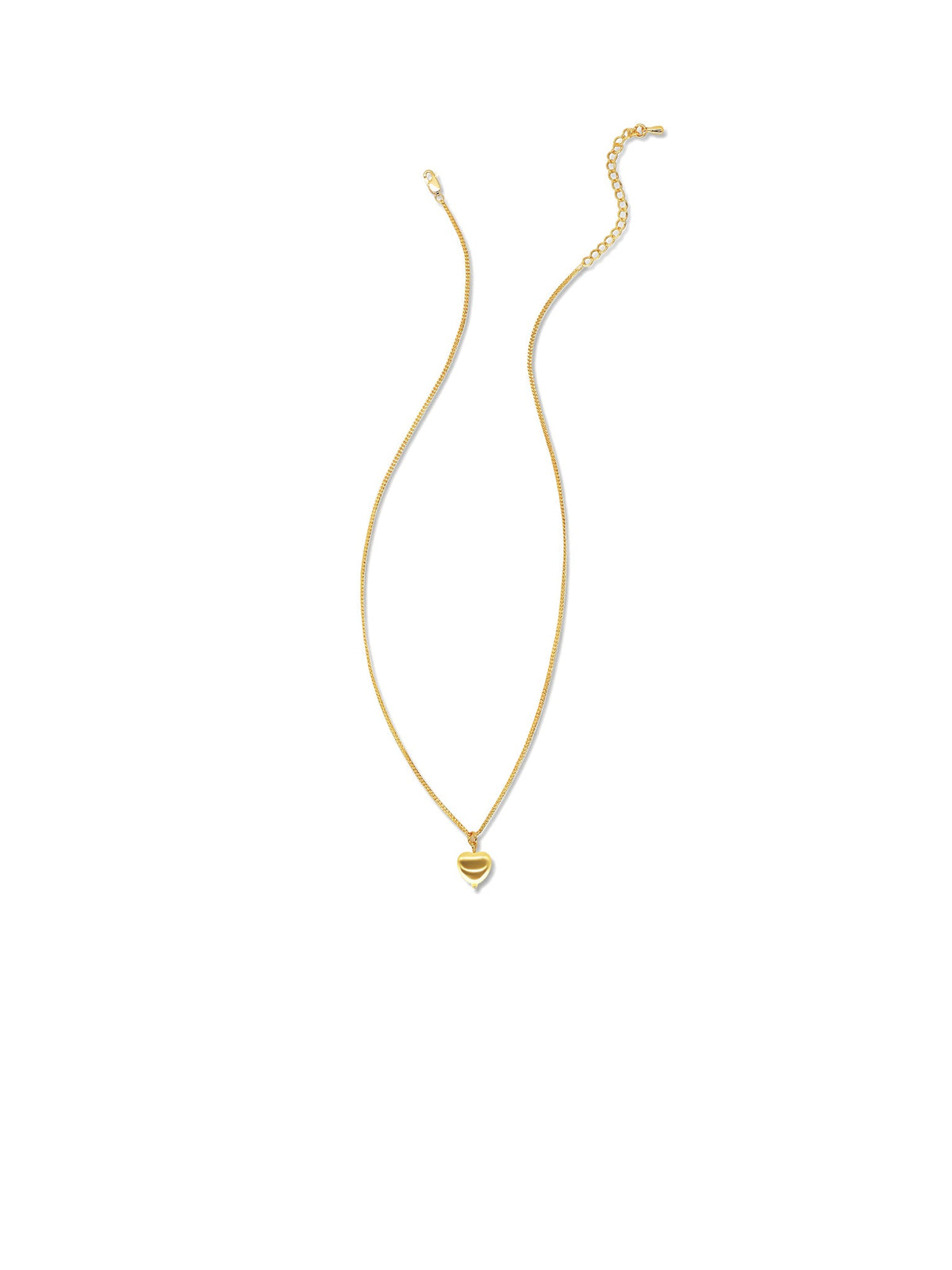 Layered Heart Pendant Necklace in gold, on a white background, heart pendant detail