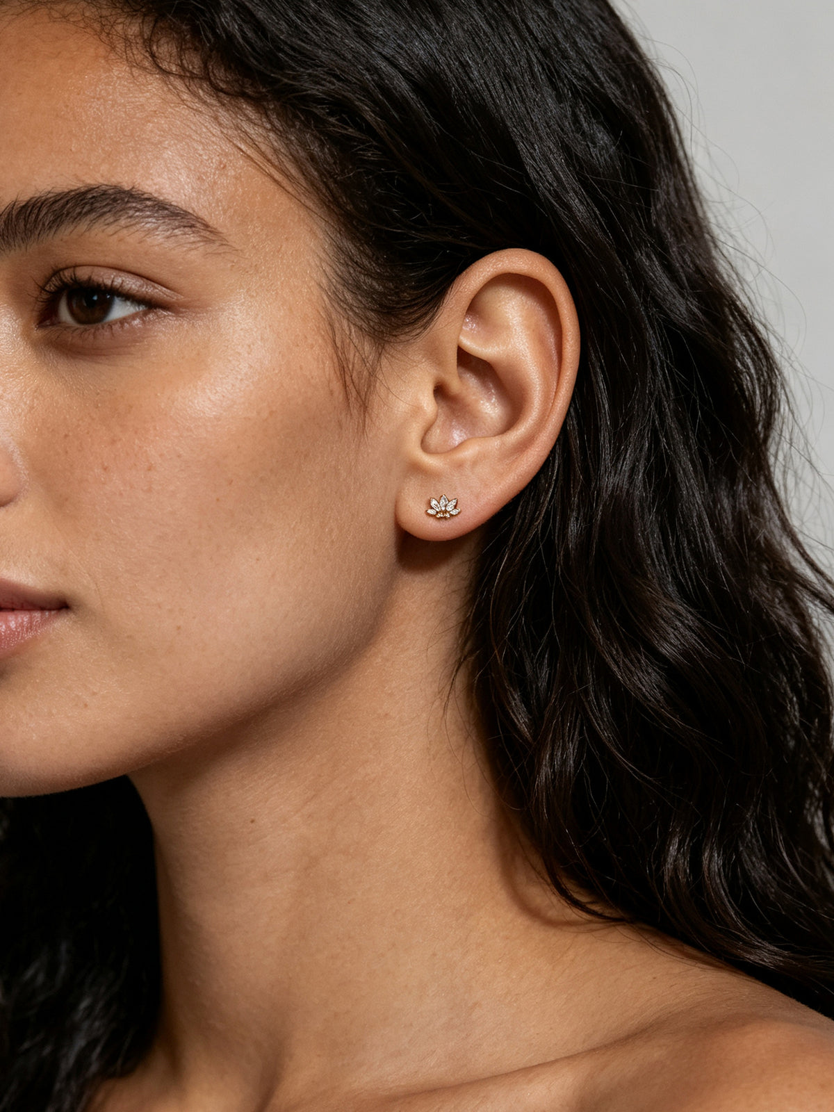 Lotus Layered Petal Stud Earrings – Image 1