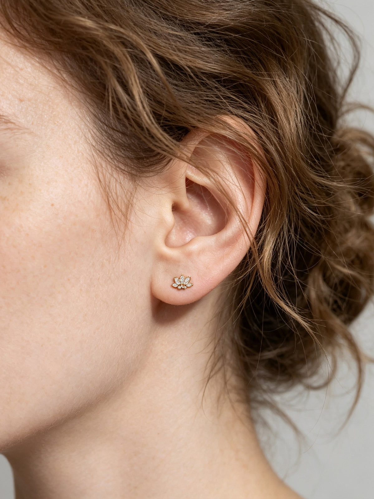 Lotus Layered Petal Stud Earrings – Image 2