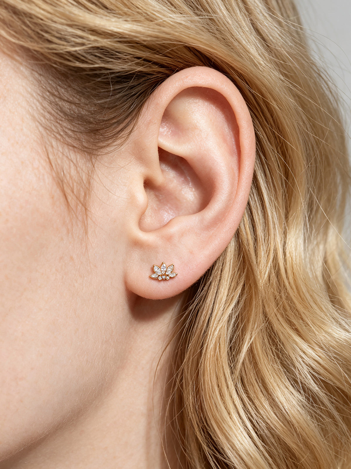 Lotus Layered Petal Stud Earrings – Image 3