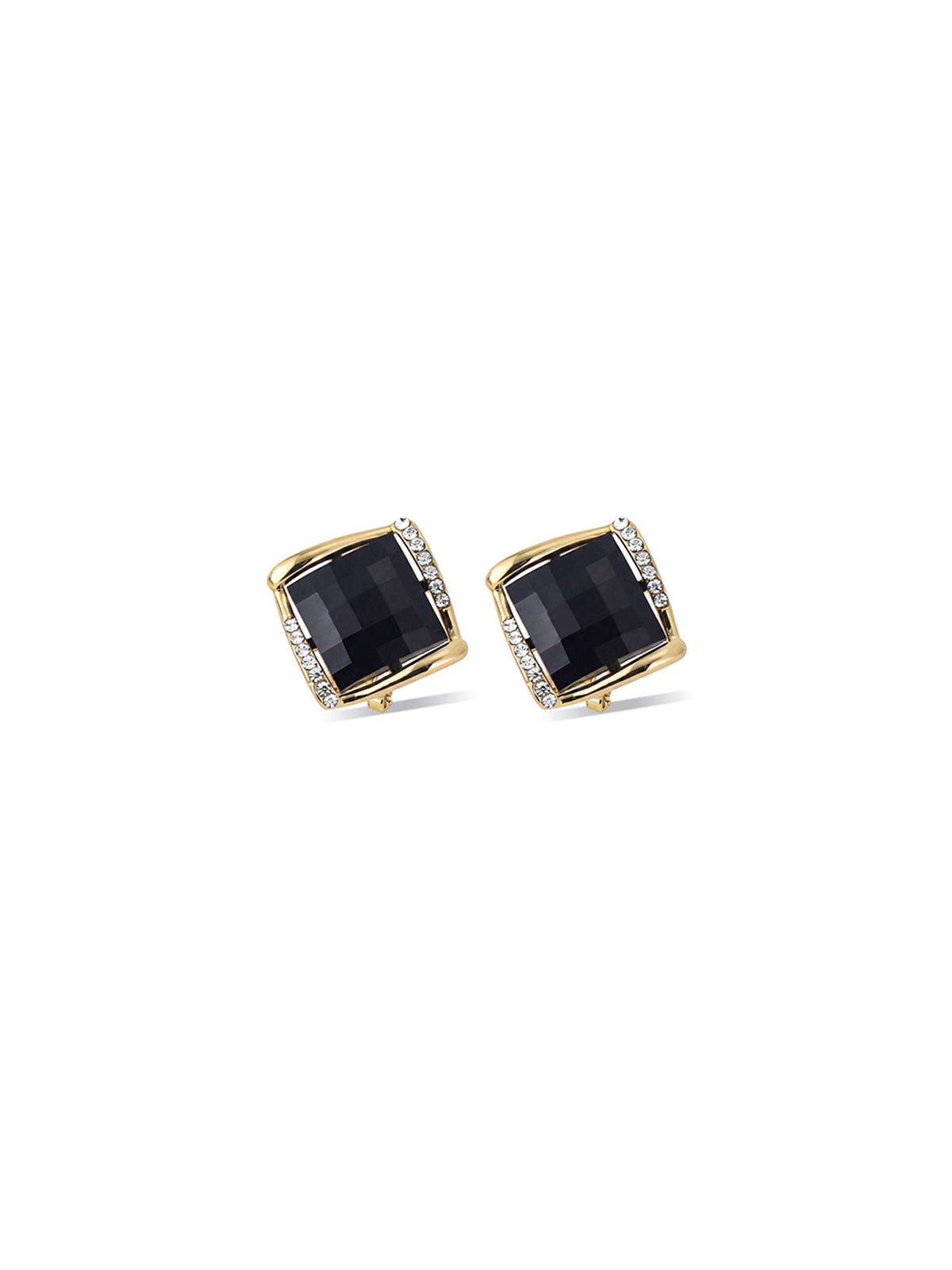 Midnight Black Square Stud Earrings
