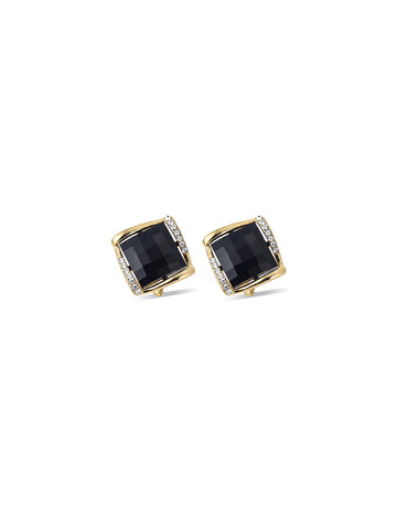 Midnight Black Square Stud Earrings