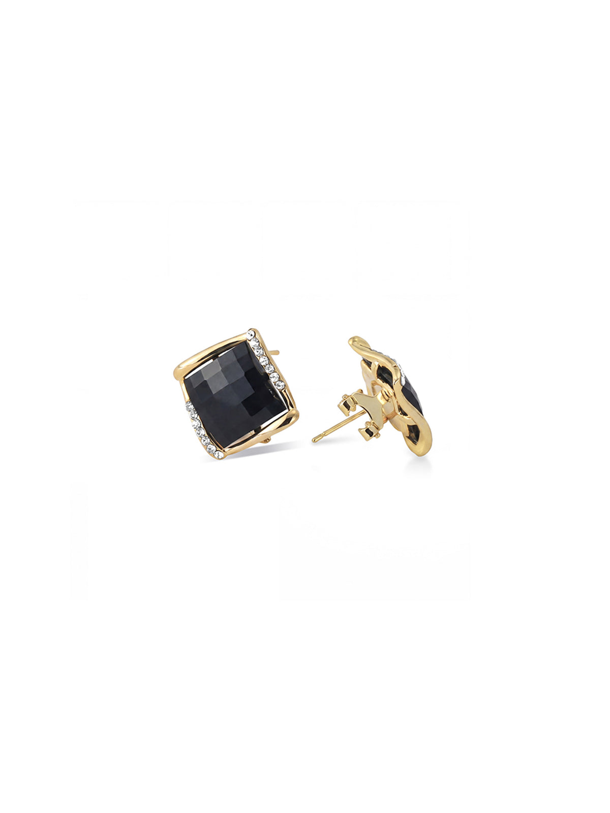 Midnight Black Square Stud Earrings