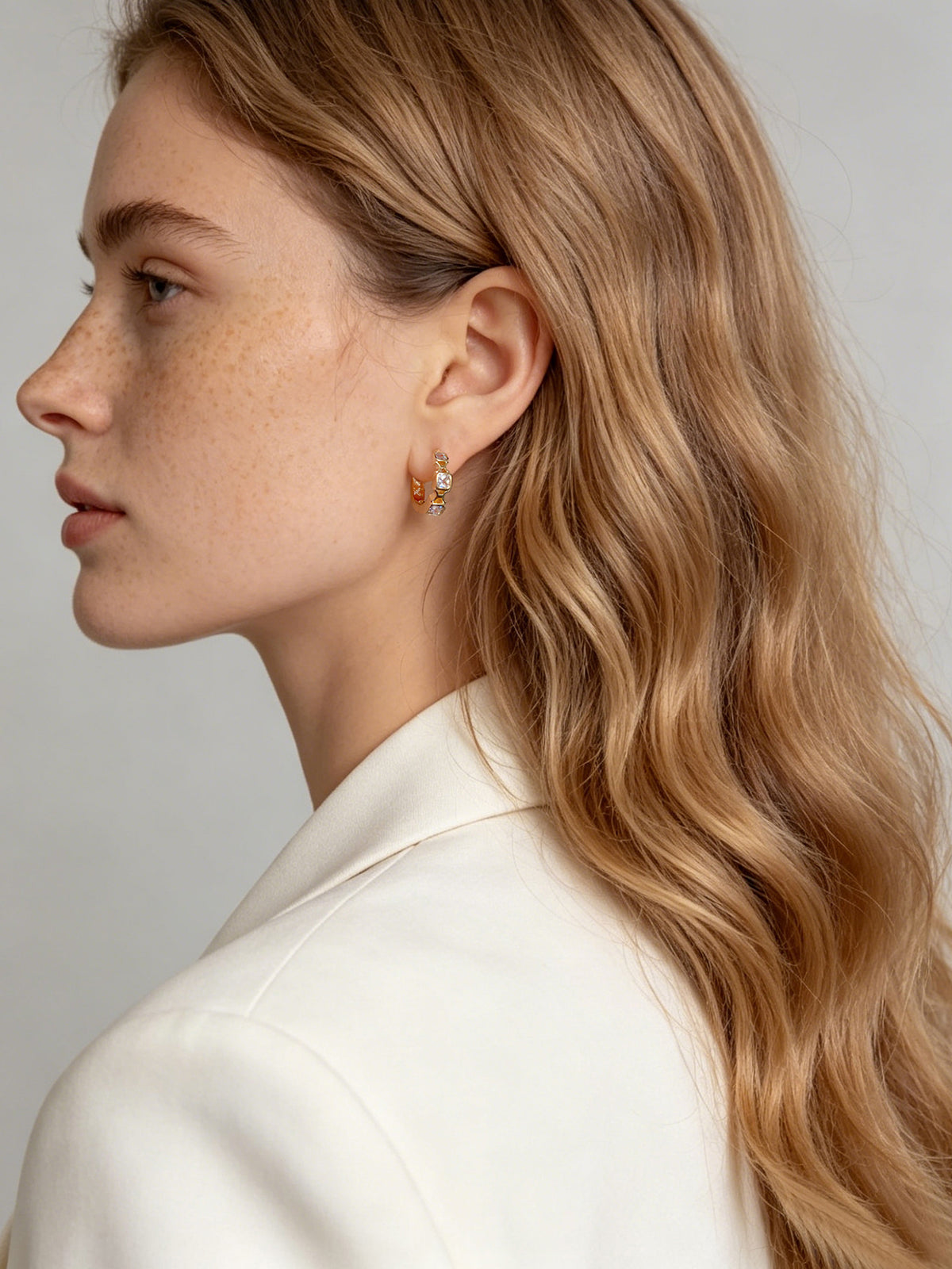 Minimal Square Crystal Hoop Earrings