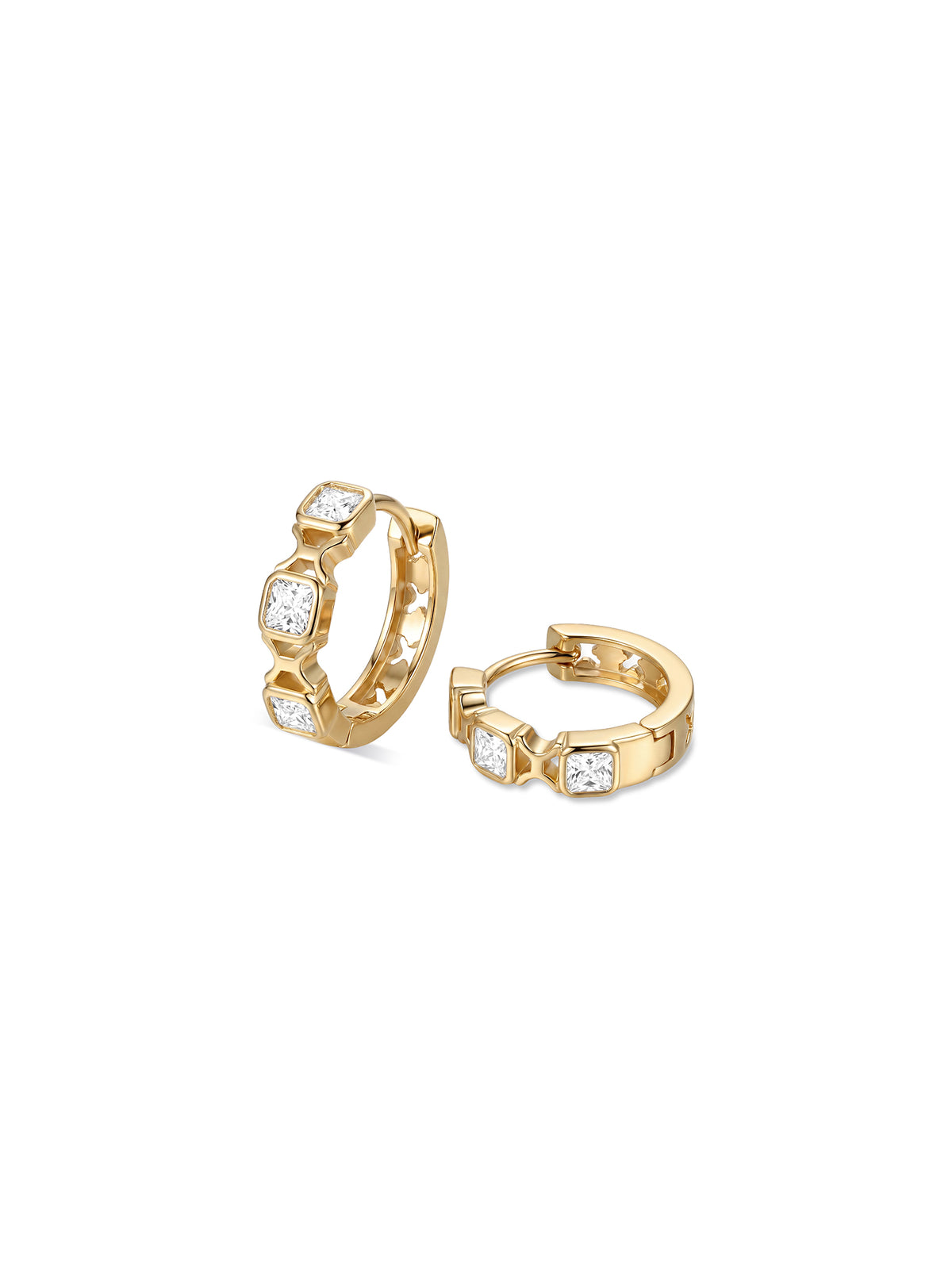 Minimal Square Crystal Hoop Earrings