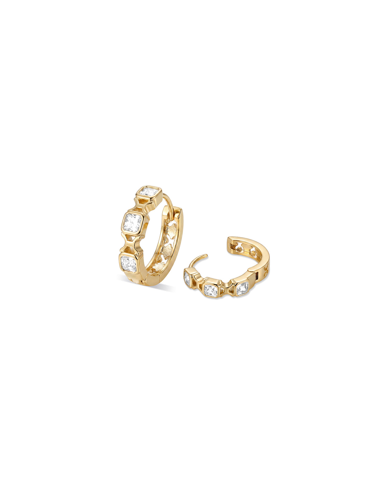 Minimal Square Crystal Hoop Earrings