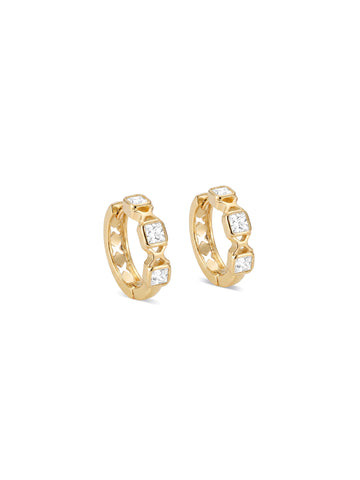 Minimal Square Crystal Hoop Earrings