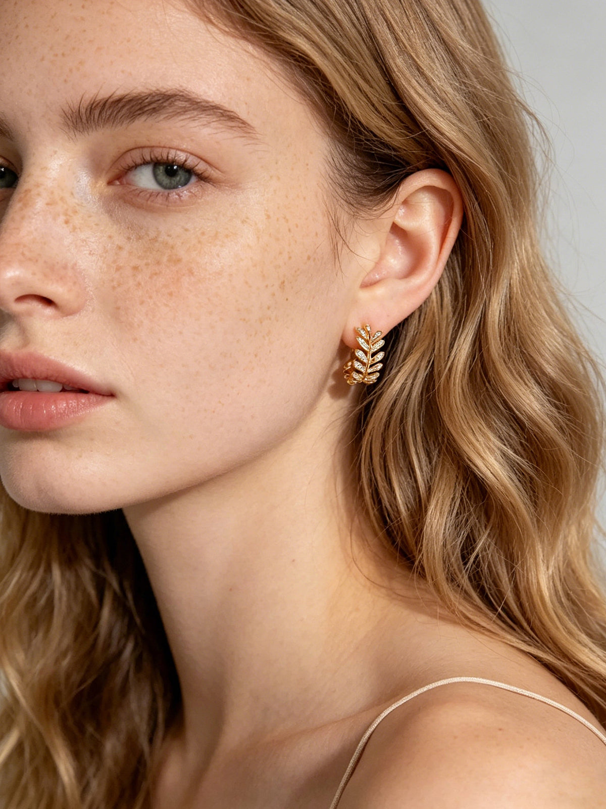 Olive Branch Crystal Hoop Earrings