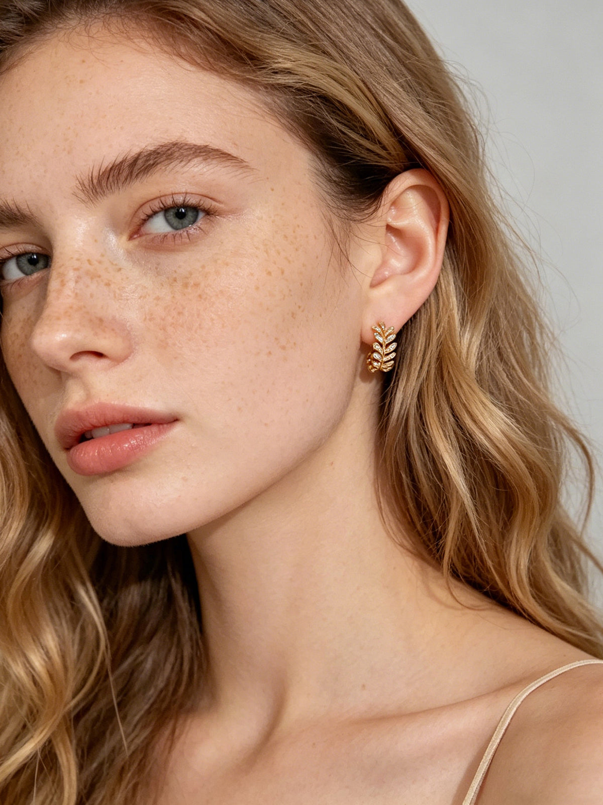 Olive Branch Crystal Hoop Earrings