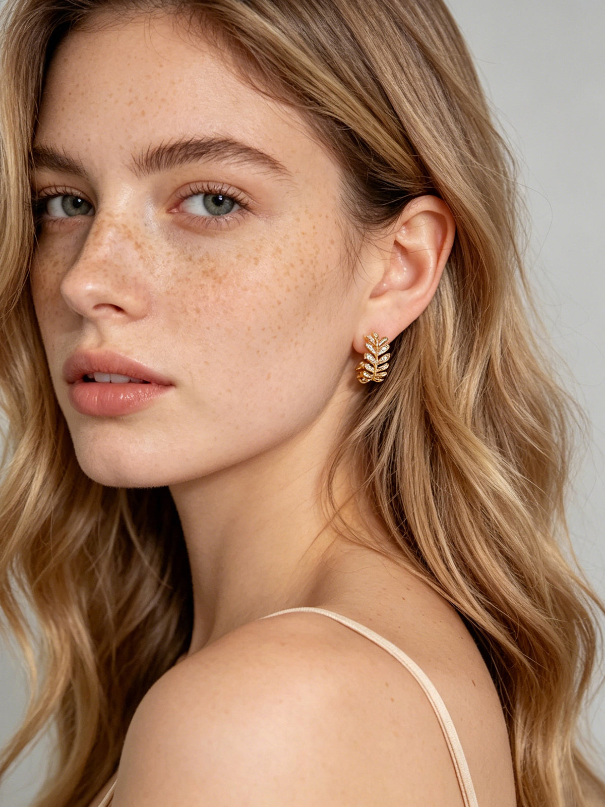 Olive Branch Crystal Hoop Earrings