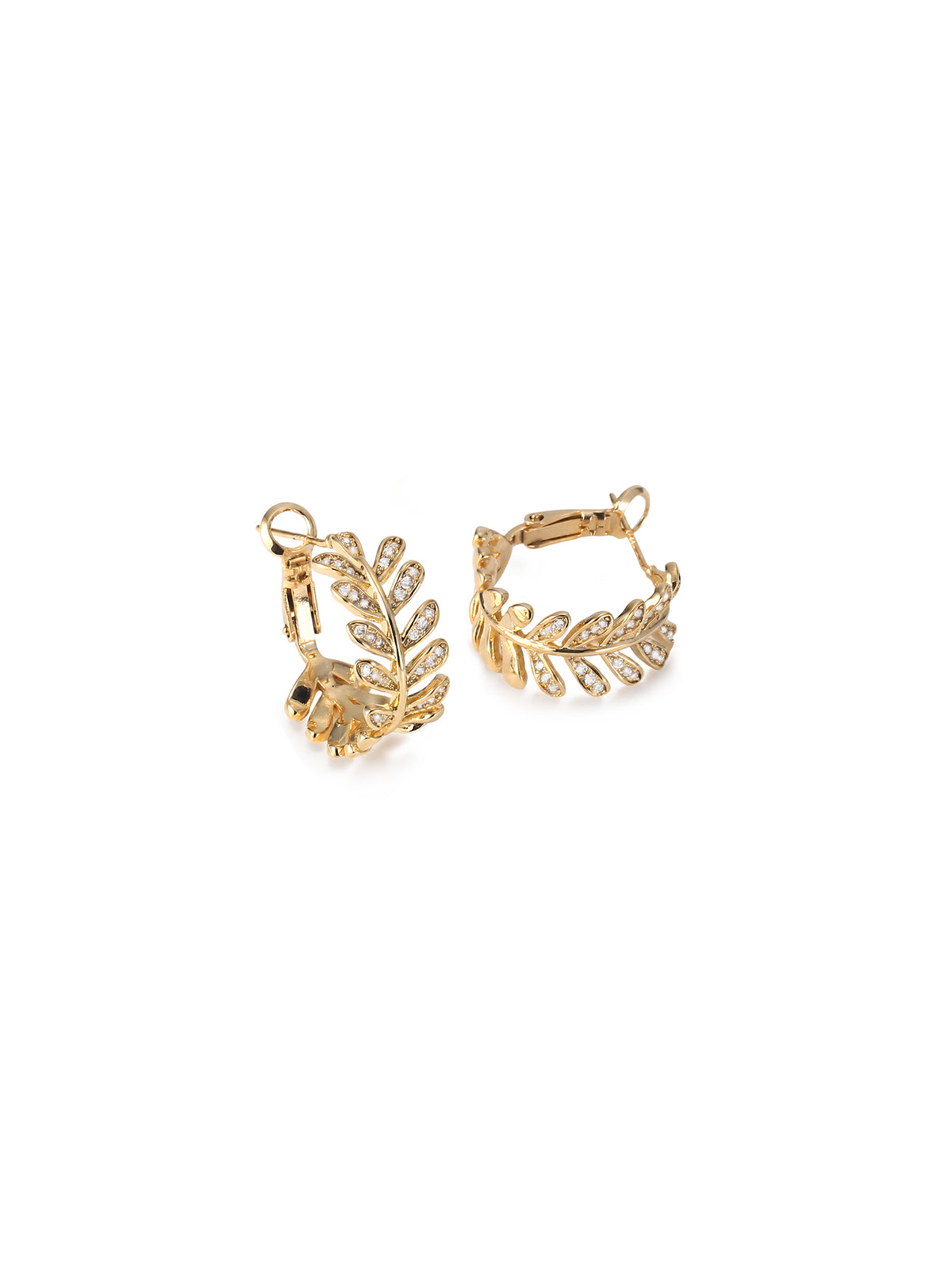 Olive Branch Crystal Hoop Earrings