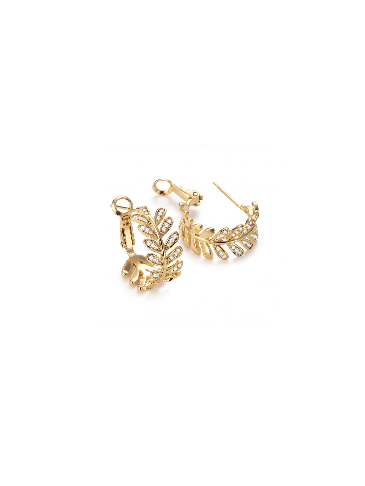 Olive Branch Crystal Hoop Earrings