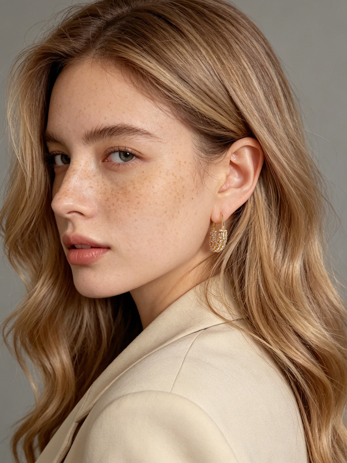 Pave Crystal Half Hoop Earrings