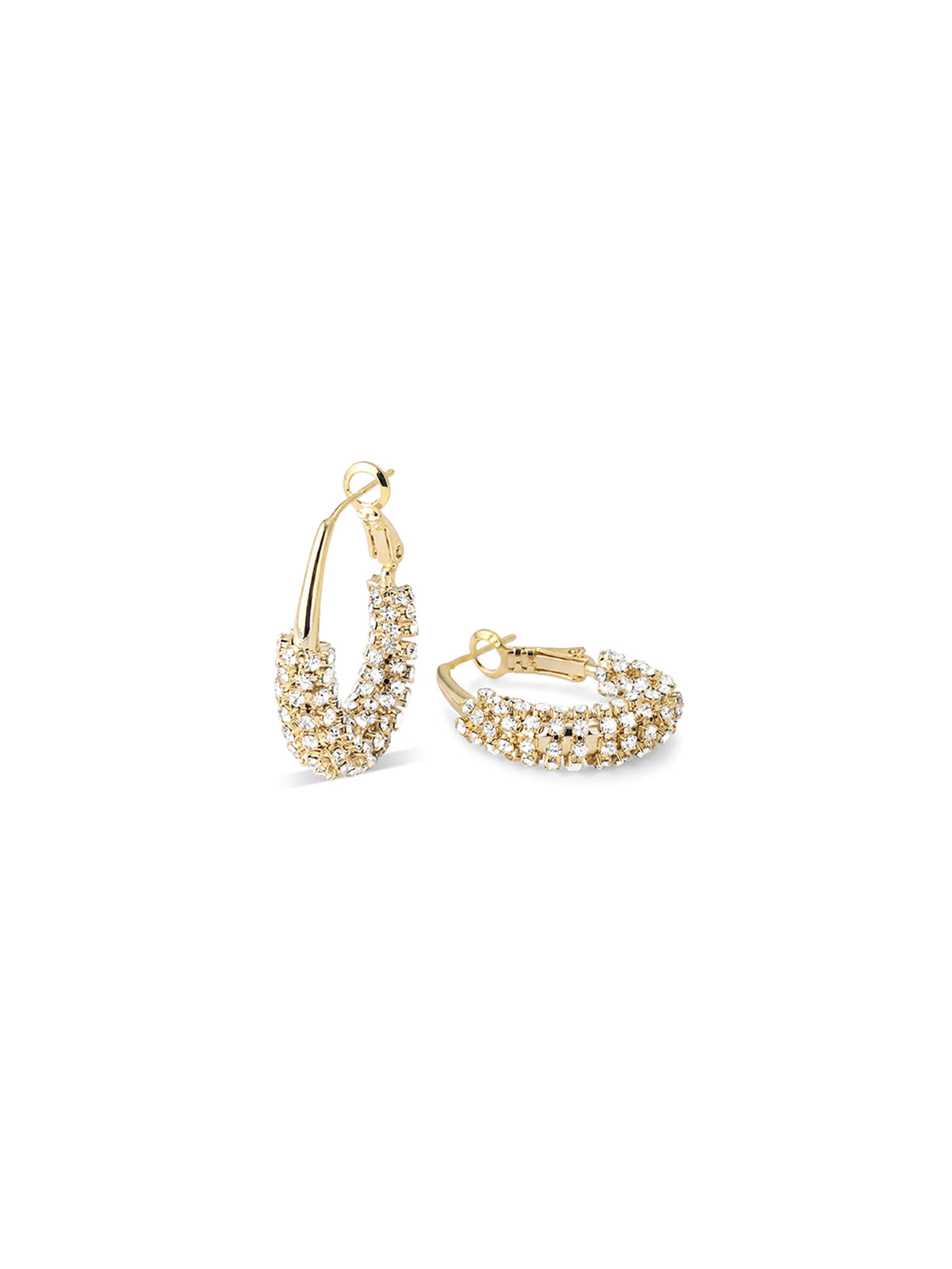 Pave Crystal Half Hoop Earrings