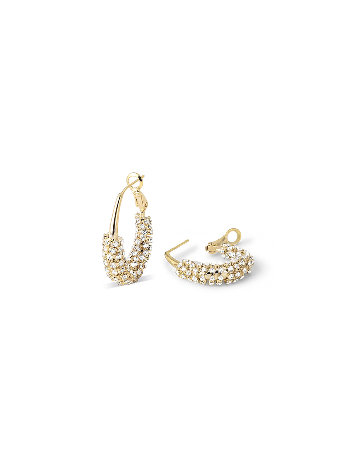 Pave Crystal Half Hoop Earrings