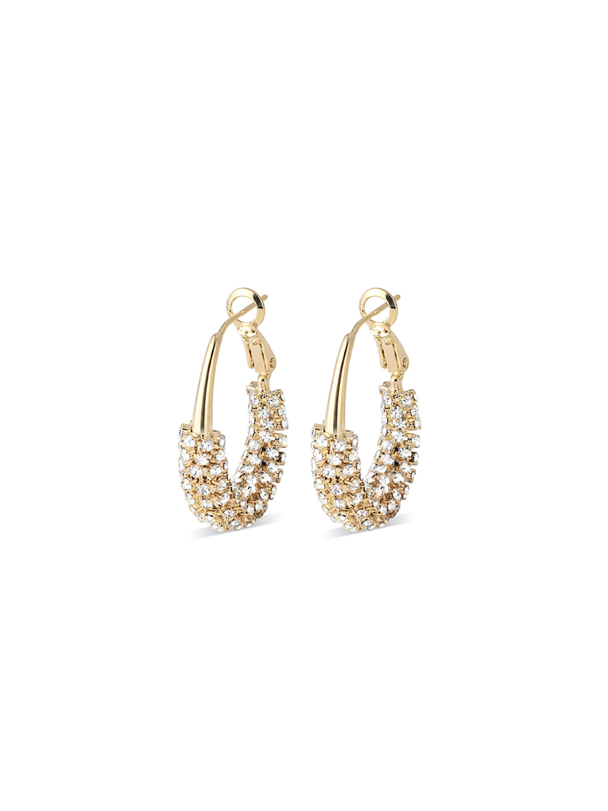 Pave Crystal Half Hoop Earrings