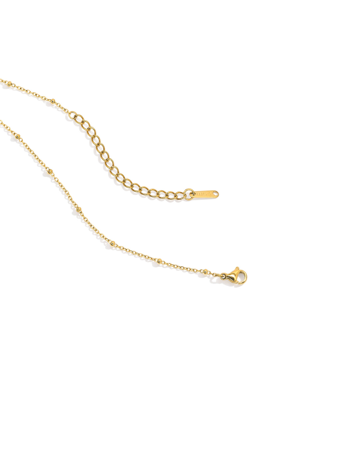 Sparkle Droplet Choker Necklace in gold with clear stones, on a white background, clasp and extender detail