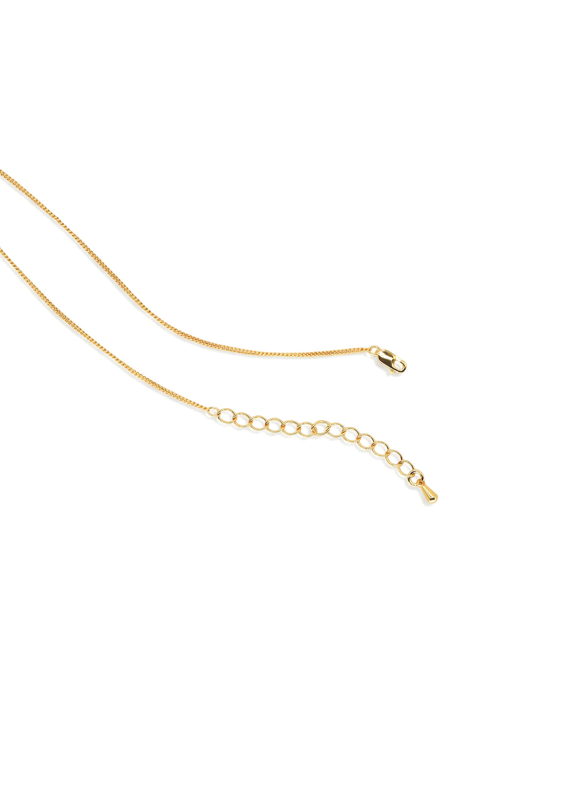 Star and Engraved Layered Necklace in gold, on a white background, clasp and extender detail