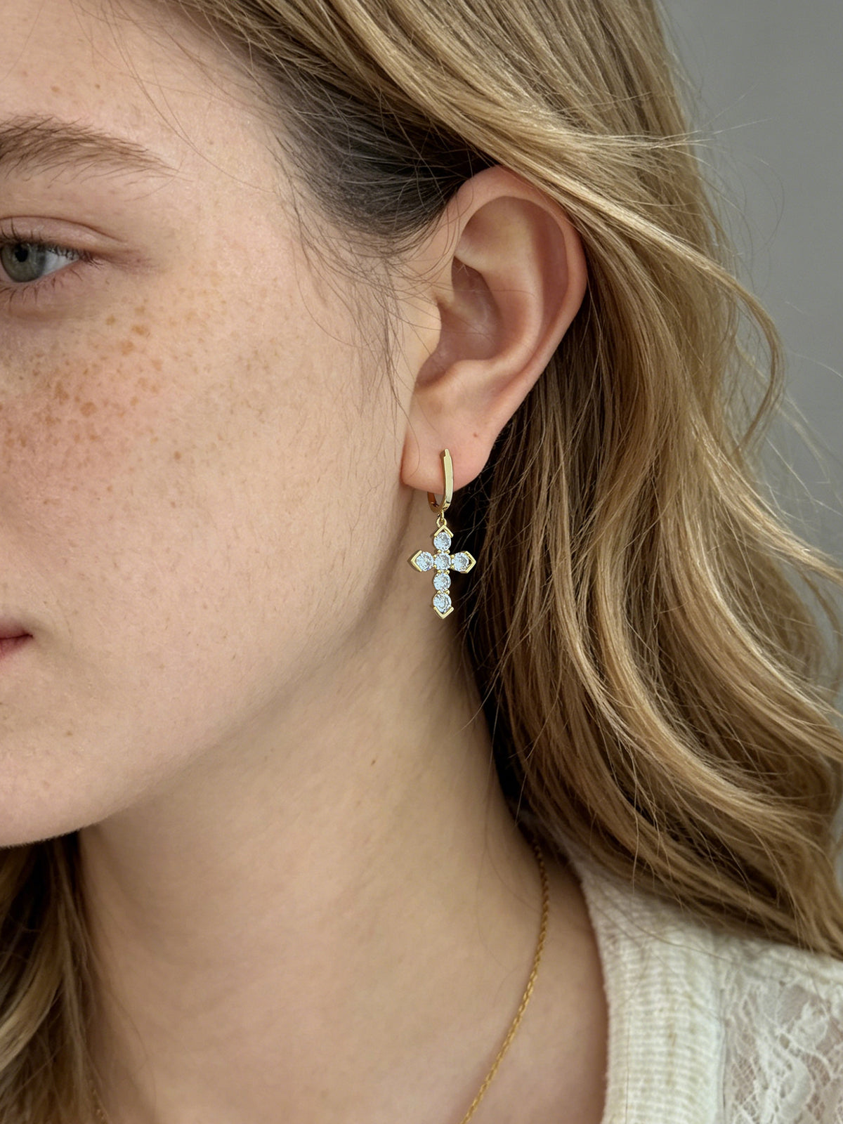 Starlight Cross Geometric Drop Earrings