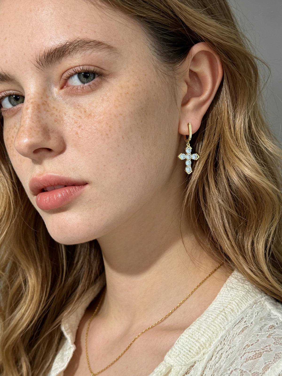 Starlight Cross Geometric Drop Earrings