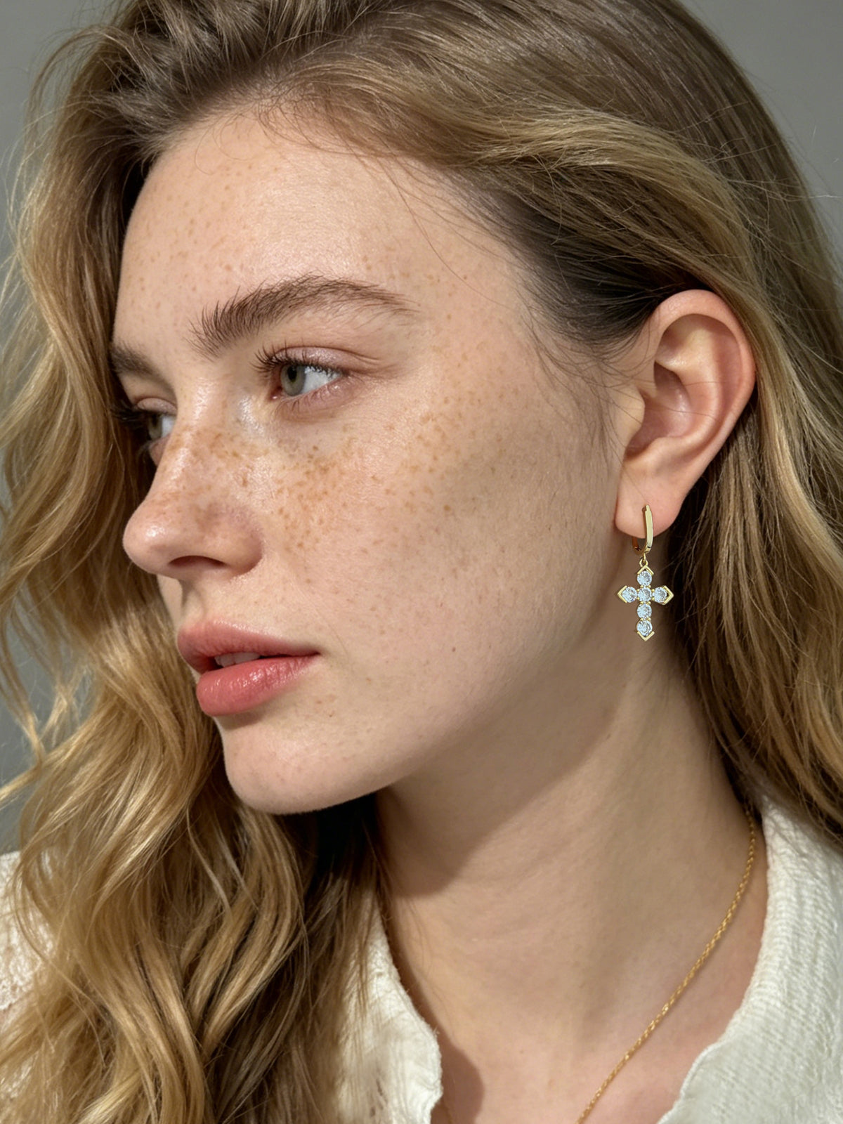 Starlight Cross Geometric Drop Earrings