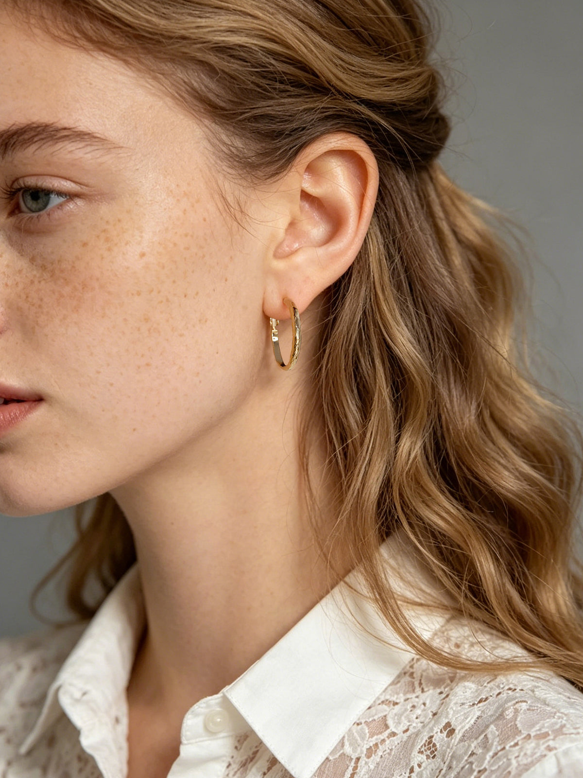 Textured Thin Hoop Earrings