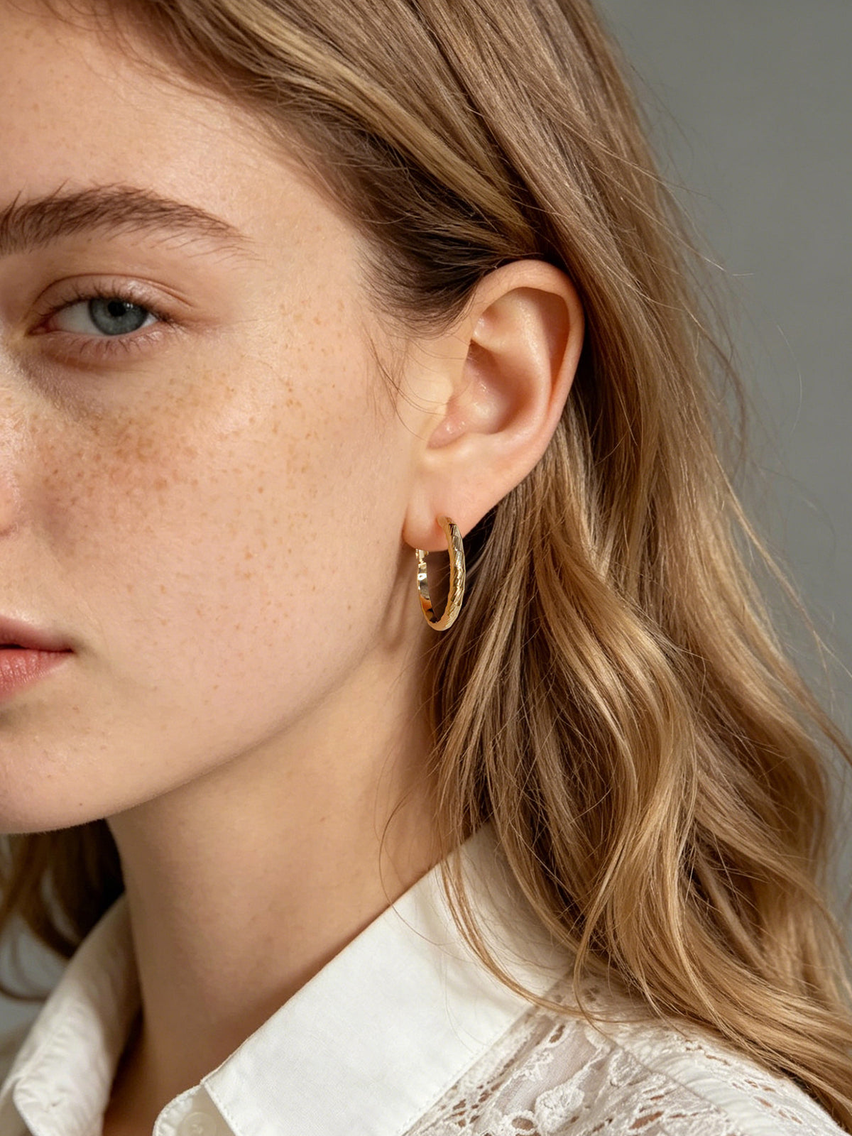 Textured Thin Hoop Earrings