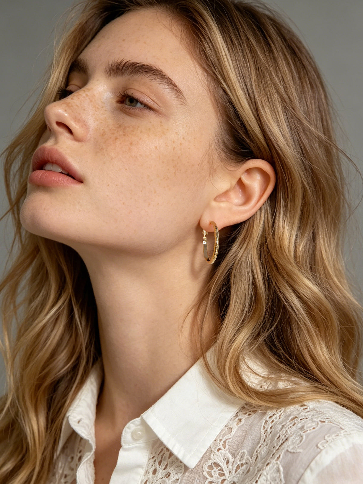Textured Thin Hoop Earrings
