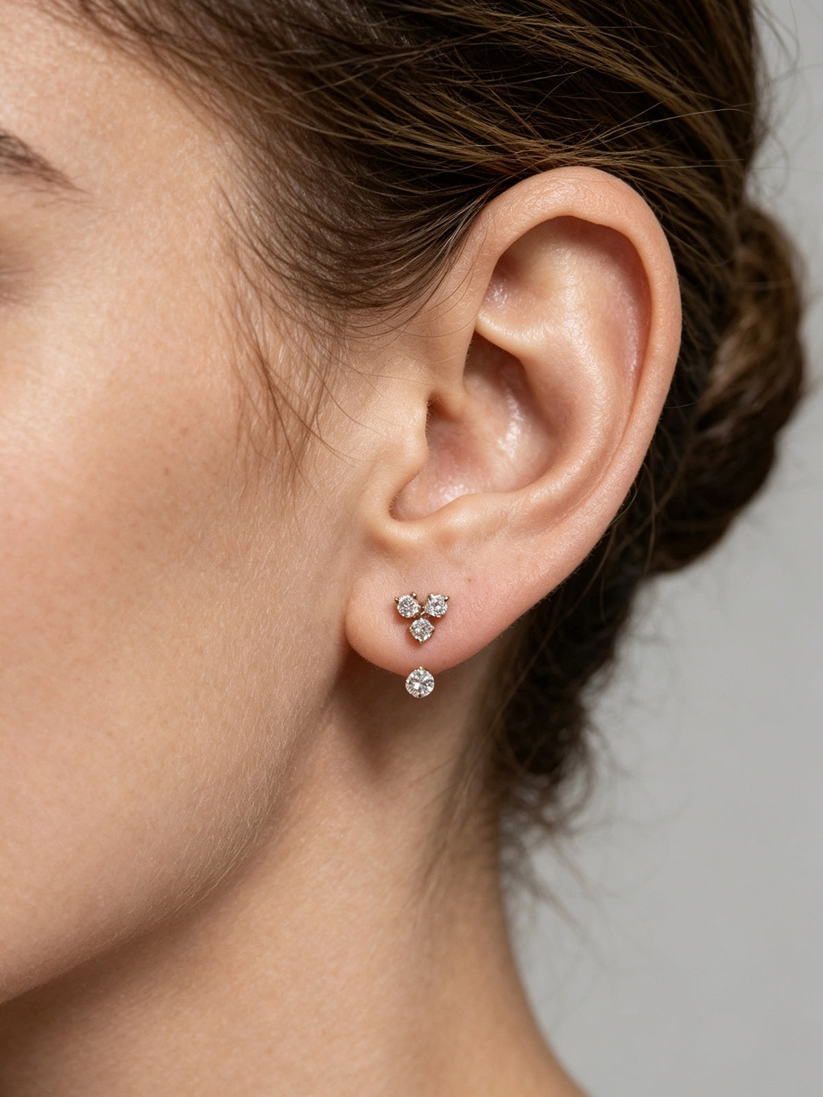 Triple Bloom C-Hoop Stud Earrings – Image 3