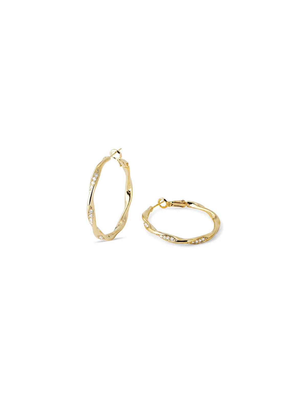 Twisted Wave Pave Hoop Earrings