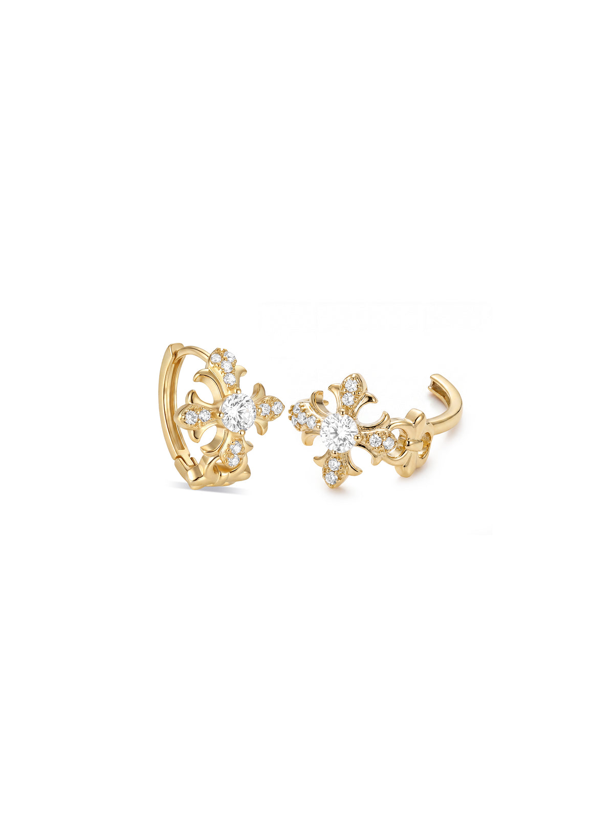 Vintage Cross Charm Huggie Earrings