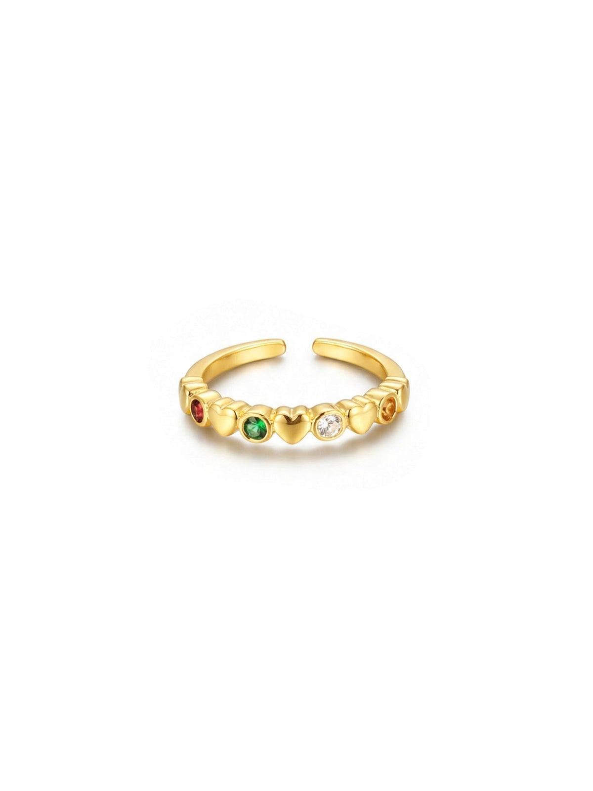 Wishkeeper Ring in gold with multicolor stones, on a white background, front view