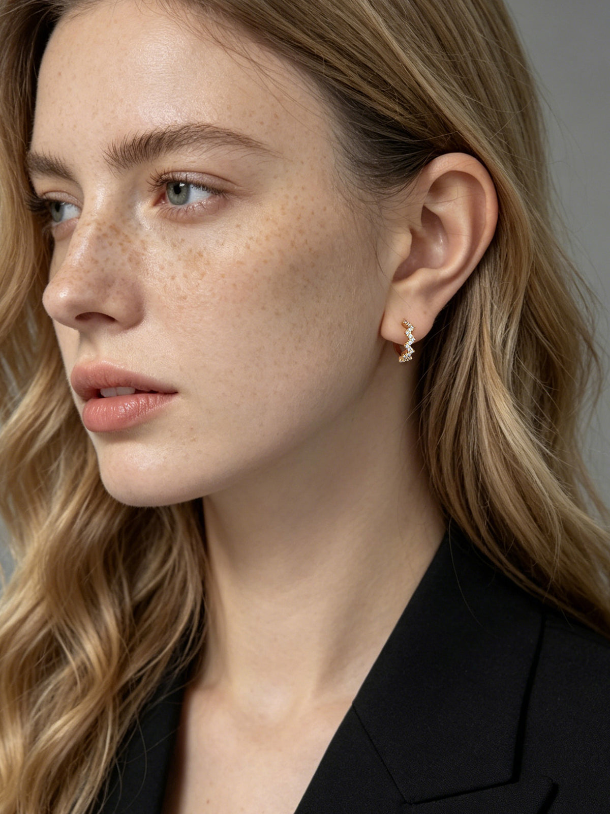 Zig-Zag Pave Huggie Hoop Earrings