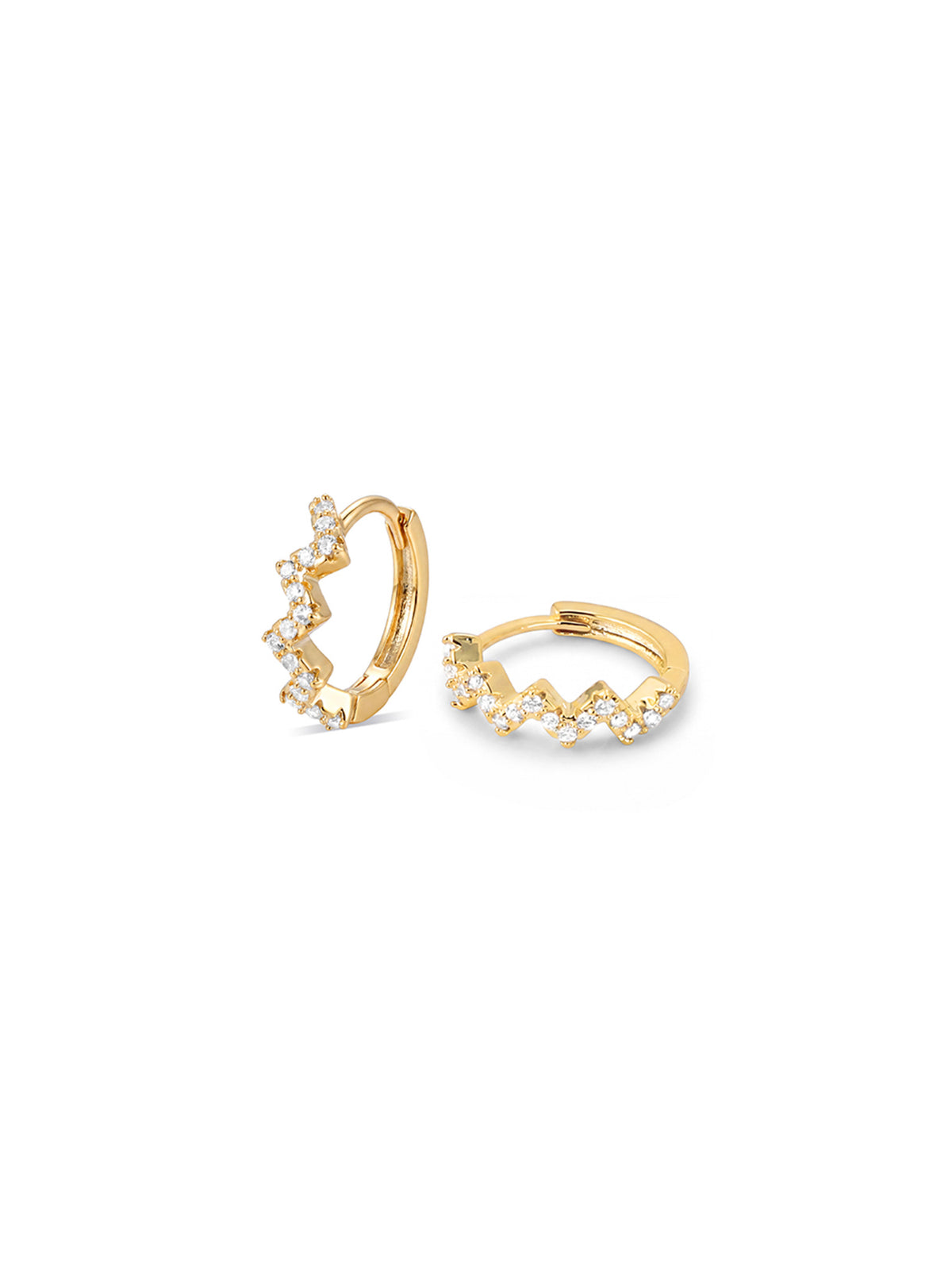 Zig-Zag Pave Huggie Hoop Earrings