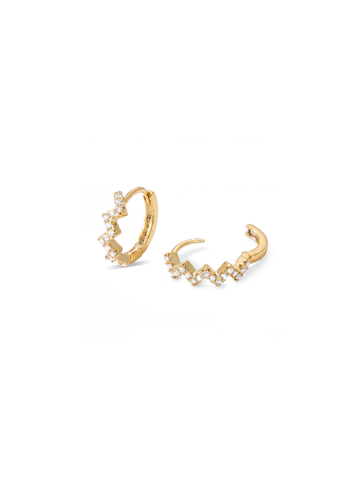 Zig-Zag Pave Huggie Hoop Earrings