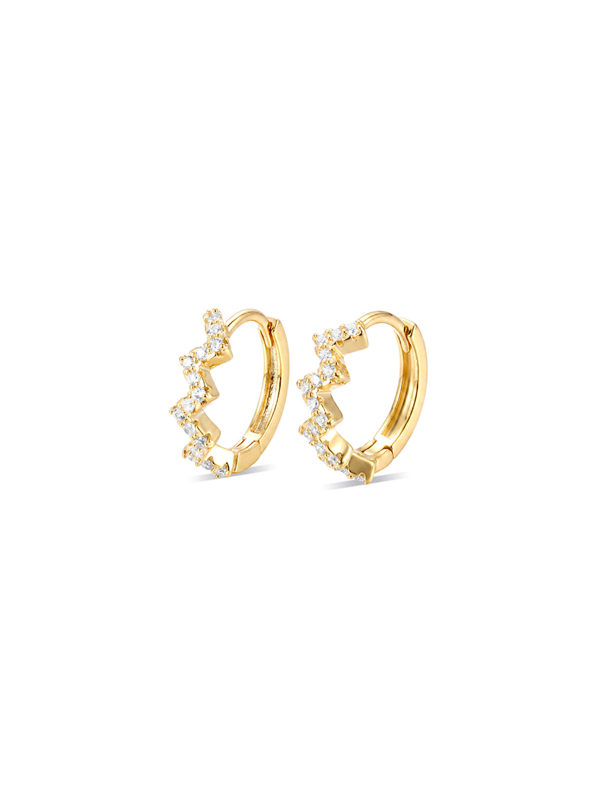 Zig-Zag Pave Huggie Hoop Earrings